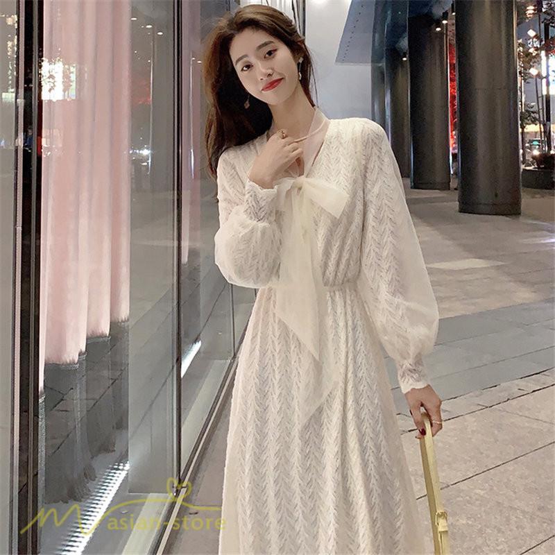 ミディアム | ワンピース レディース Aラインワンピース 着痩せ 上品 長袖ワンピース 春 秋 新作 スプリングワンピース 韓国風 20代 40代 お出かけ ゆったり 通学 30代 通勤