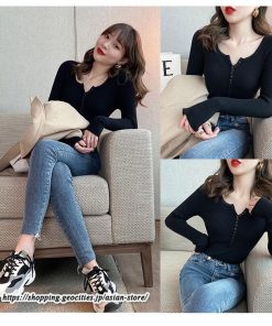 ニット・セーター | カットソー ニット レディース リブニット 長袖 秋冬 春 トップス スリム ストレッチ インナー 無地 着痩せ 長袖ニット 長袖カットソー プルオーバー 通学通勤