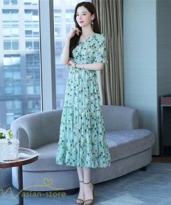 ミディアム | ワンピース レディース 着痩せ ロング丈 ロングワンピース カジュアル 花柄 Vネック 大きいサイズ ひざ下丈 サマーワンピース 40代 夏服 お出かけ 30代 20代