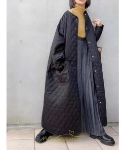 ダウンジャケット コート | キルティングコート ダウンコート ロングコート ノーカラー 長袖アウター 中綿コート アウター 防寒 防風 30代40代50代 厚手 秋冬コート コート 大人 ポケット