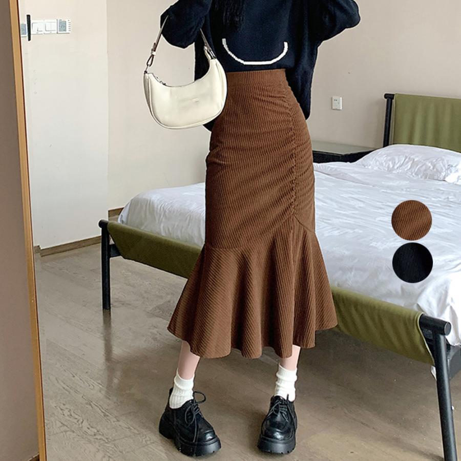 ロングスカート | マーメイドスカート秋冬 ロングスカート黒