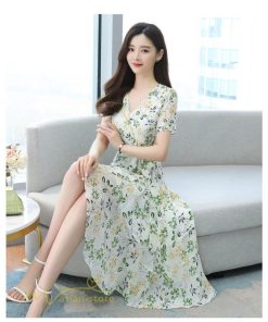 ミディアム | ワンピース レディース 40代ワンピース 花柄 きれいめ おしゃれ Vネック 膝丈 夏 新作 カジュアル 半袖 Aラインワンピース 40代 エレガント 20代 30代 きれいめ