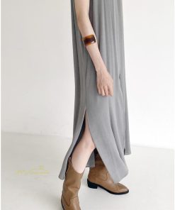 ノースリーブ | ワンピース マキシワンピース マキシワンピ マキシ ロングワンピース ワンピ スリット シンプル 無地 春夏 フレアワンピース ゆったり