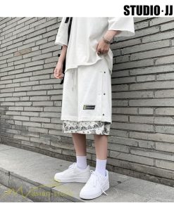 ハーフパンツ ショート | ハーフパンツ メンズ ショート丈 新作 夏コーデ おしゃれ 重ね着 レイヤード風 白 黒 日常感 カジュアル 運動着 ワイドパンツ ゆったり スウェットパンツ 着回し