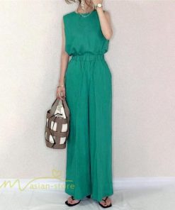 セットアップ | レディース 夏新作 無地 薄手 ワイドパンツ キャミソール ノースリーブ 薄手 上下セット ロングパンツ ガウチョパンツ ルームウェア 可愛い