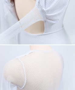 ビキニ | カシュクール 長袖 体型カバー メッシュ 背中見せ【ネ Vネック ワンピース 水着 オールインワン 水着 セクシー 水着 レディース