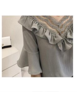 シャツ・ブラウス | 夏ブラウス 五分袖 フレアスリーブ ベージュ 可愛い 30代40代 レディースシャツ 夏服