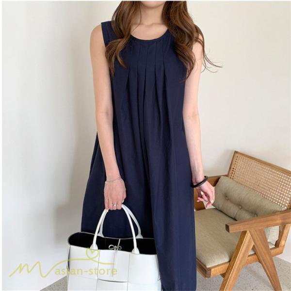 マキシ | ワンピース ノースリーブ 夏服 麻混 リネン混 春夏 カジュアル Aラインワンピース 綿麻 レディース フリーサイズ 夏 ロング丈 ギャザー きれいめ 無地
