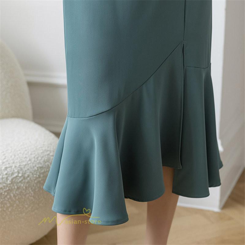 スカート | マーメイドボトムス レディース きれいめ 春 夏 無地 オフィス おしゃれ ミモレ丈 フォーマル 通勤 韓国風 ハイウエスト スリット エレガント 40代