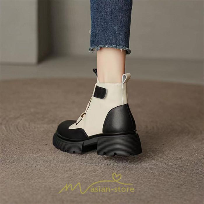 ショートブーツ | レディース 歩きやすい ワークブーツ 楽チン 痛くない ラウンドトゥ 美脚 厚底 カジュアル 通勤 通学 旅行 50代 30代 お出かけ 40代 20代