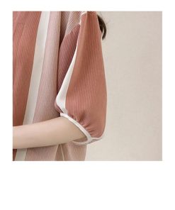 シャツ・ブラウス | ブラウス レディース 五分袖 薄手 ストライプシャツ トップス 羽織り 前開き 可愛い Vネック 40代 ブラウスシャツ 夏服 大人 20代30代