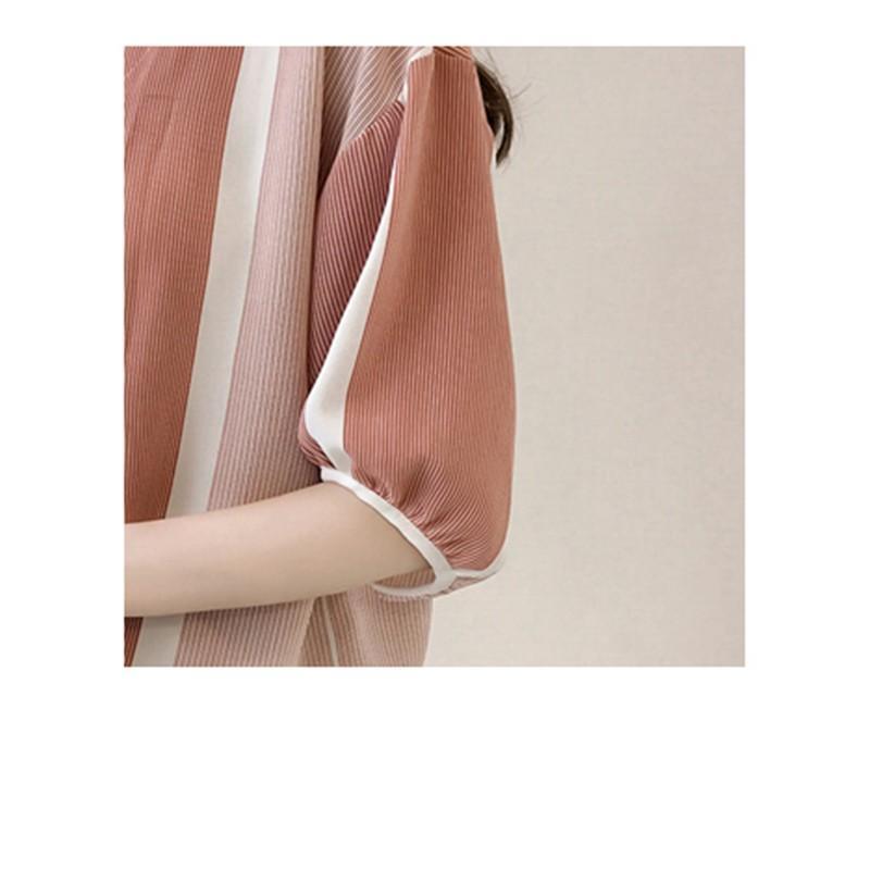 シャツ・ブラウス | ブラウス レディース 五分袖 薄手 ストライプシャツ トップス 羽織り 前開き 可愛い Vネック 40代 ブラウスシャツ 夏服 大人 20代30代