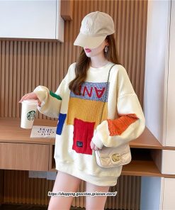 パーカー | トレーナー レディース プルオーバー クルーネック 長袖 トップス Tシャツ スウェット ゆったり 切り替え 大きいサイズ コットン 丸首 送料無料 おしゃれ 綿