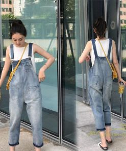 オーバーオール サロペット | サロペットパンツ オーバーオール デニム ゆったり ハイウエスト レディース カジュアル ヴィンテージ加工 無地 2020夏コーデ 復古風 デイリーコーデ