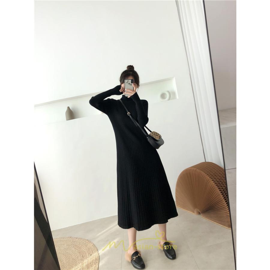 ニットワンピース | ワンピース 春 春服 レディース 長袖 ゆったり 秋 冬 ロング丈無地 20代30代40代50代 可愛い お出かけ 着痩せ 大人 通勤