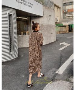 マキシ | レオパードワンピース 秋 レディース ヒョウ柄 Vネック ワンピース ロングワンピース 長袖ワンピース 大人 ゆったり 裾スリット 秋冬 30代40代50代 大きいサイズ