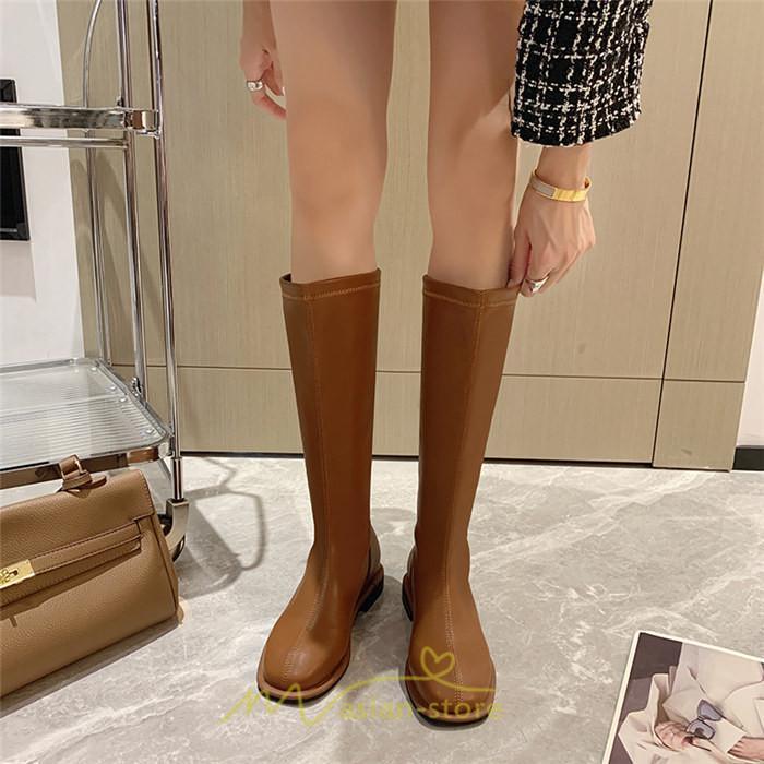 ロングブーツ | レディース ロング丈 太ヒール スクエアトゥ トレンド PU 黒 シンプル コスプレ 美脚 おしゃれ 歩きやすい 履きやすい 滑にくい かわいい