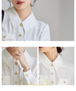 シャツ・ブラウス | ブラウス レディース オフィス 白 フォーマル 長袖 おしゃれ シャツ カジュアル 制服 レギュラー 着回し オフィス 胸ポケット OL 秋服 キレイめ 通勤