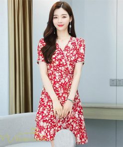 ミディアム | サマーワンピース レディース 夏服 膝丈 ミディアムワンピース 上品 サマーワンピース 上品 2XL 大きいサイズ きれいめ Aラインワンピース Vネック