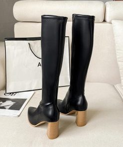 ニーハイブーツ | ロングブーツ レディース 太ヒール