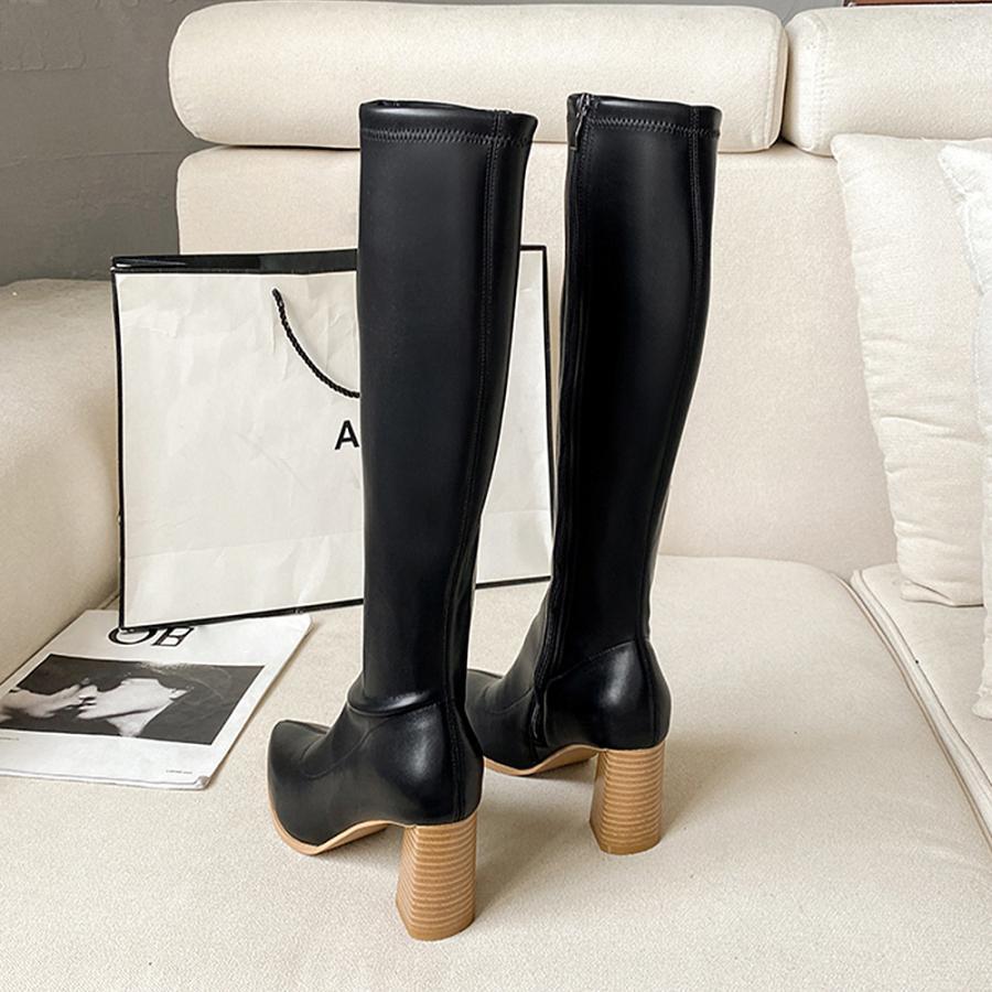 ニーハイブーツ | ロングブーツ レディース 太ヒール