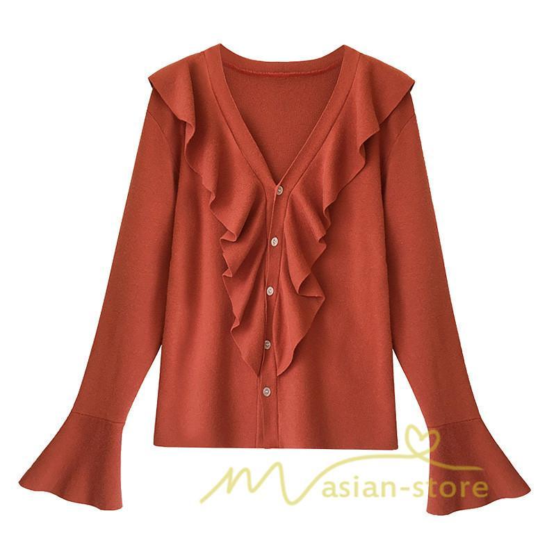 在庫ある | 短納期ニットインナーレディーストップス ニットブラウス フレアファッション フォーマルオフィスビジネスカジュアルブラウス 薄手 通学通勤 可愛い 着痩せ OL