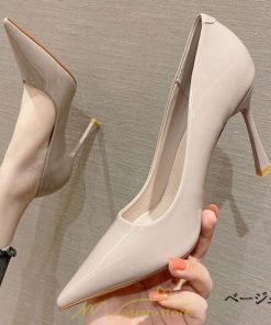 パンプス | 痛くない ハイヒール  走れる リクルート レディース 黒 ブラック ベージュ オフホワイト 歩きやすい ポインテッドトゥ 面接 9.5cm 通勤 靴 軽量