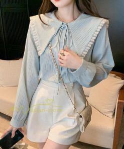 シャツ・ブラウス | ブラウス トップス プリーツ オフィスカジュアル 通勤 リボン付き レディース 韓国 ファッション 通学 カジュアル エレガント 優雅 OL オシャレ 通勤 上品 細身