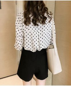 在庫ある | 短納期シフォンブラウスレディース ドットシャツ ビジネスブラウストップス オフィスフォーマルシャツブラウス 薄手 春夏衣装 通学通勤 着痩せ リボン OL