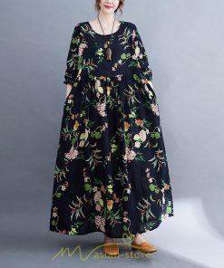 マキシ | 長袖ワンピース 秋物 レディース ロングワンピース 花柄 夏 30代40代 大人 秋ワンピース 新作 ワンピース Aラインワンピ ゆったり 旅行 広い裾 可愛い 揺れる