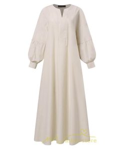 マキシ | 秋ワンピース 長袖ワンピース レディース 秋物 ワンピース 綿麻風 パフスリーブ ボリューム袖 無地 大きめ Vネック フレアワンピース ロングワンピース