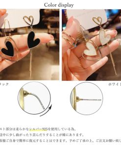 その他アクセサリー | ジュエリー 可愛い アクセサリー お呼ばれ きれいめ 韓国風 アシンメトリー 左右非対称 ハートピアス レディース 揺れる