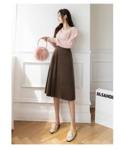 スカート | レディース 無地 ロング丈 ミモレ丈ハイウエスト ウエストゴム Aライン 着痩せ 脚長効果 通勤 就活 オフィス エレガント 日常 OL 上品 ビジネス