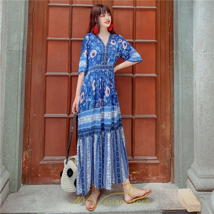 マキシ | ワンピース ロングワンピース エスニックワンピース コットン リゾートワンピース ワンピ 半袖 大人 夏 ゆったり リゾート お出かけ 普段使い きれいめ