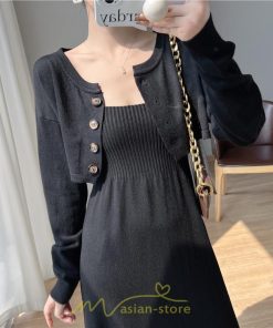 ニットワンピース | セットアップ レディース 秋冬 きれいめ ロング丈無地 20代30代40代50代 長袖 可愛い お出かけ 大人 通勤 韓国風 着痩せ