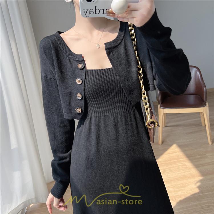ニットワンピース | セットアップ レディース 秋冬 きれいめ ロング丈無地 20代30代40代50代 長袖 可愛い お出かけ 大人 通勤 韓国風 着痩せ