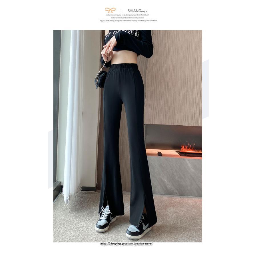 チノ・テーパード・ジョガー・スキニーパン | パンツ レディース フレアパンツ ロングパンツ 千鳥格柄 ブラック スリット カジュアル ハイウエスト お出かけ かわいい スキニーパンツ トレンド おしゃれ