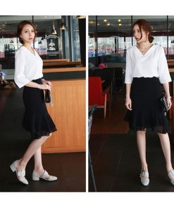 シャツ・ブラウス | シャツブラウス レディース シャツ 五分袖 Vネック 無地 トップス カットソー 可愛い 大人 30代 40代 50代 フォーマル ピンク 白 ブルー オフィス