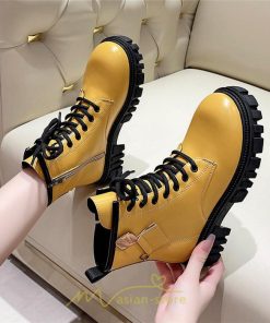 ショートブーツ | ブーツ レディース 黒 低反発 黄色 白 編み上げ 歩きやすい 足が痛くならない 厚底 おしゃれ 春 50代 40代 秋 30代 新作 20代