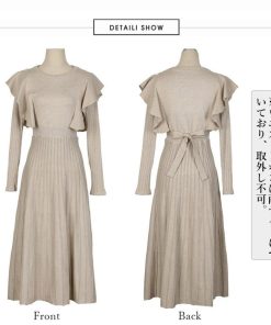 ワンピース | ショルダーフリルニットワンピース新作