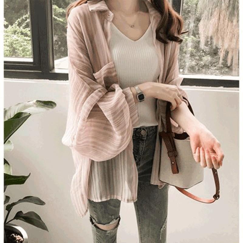カーディガン | シフォンシャツブラウス 長袖 透け感 冷房対策 日焼け防止 無地 羽織り 体型カバー 大人 通学通勤 夏秋 トレンド フェミニン