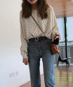 Tシャツ・カットソー | おしゃれ レディース シフォンブラウス ブラウス ドット柄 シャツブラウス ゆったり トップス 水玉模様 オフィス 長袖