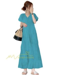 マキシ | 夏ワンピース 半袖 ロングワンピース Aライン 花刺繍 Vネック サマー ゆったり 夏コーデ 体型カバー 20代30代 黒 白 大人 40代 ママ OL シンプル フォーマル