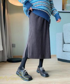 スカート | ニットマタニティウェア レディース 秋冬 コーデ 裾口スリット 妊婦服 産前産後 ハイウエスト マタニティスカート 大きいサイズ ゆったり ウエスト調整