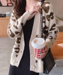 カーディガン | 長袖 レオパード柄 ゆったり ニットレディース カジュアル 羽織り おしゃれ ニットトップス ヒョウ柄 きれいめ