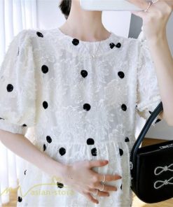ワンピース | マタニティウェア レディース 半袖 ドット柄 着痩せ マタニティクルーネック 大きいサイズ 産前 マタニティ お出かけ 妊婦着 ゆったり