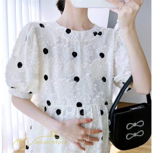 ワンピース | マタニティウェア レディース 半袖 ドット柄 着痩せ マタニティクルーネック 大きいサイズ 産前 マタニティ お出かけ 妊婦着 ゆったり