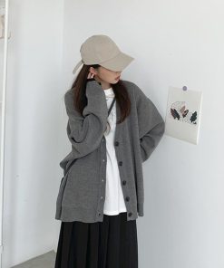 ニット・セーター | ニットアウター ニットトップス シンプル V 韓国風 ニットカーディガン ネック 羽織 秋冬 ゆったり レディース 長袖