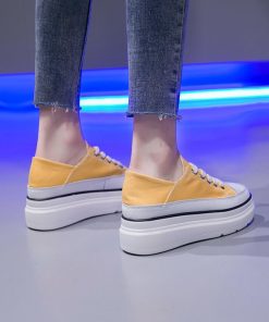 スニーカー | 厚底シューズ キャンバス厚底レディース レースアップ ラウンドトゥ 滑り止めソール ウォーキングシューズ スニーカー スポーツ