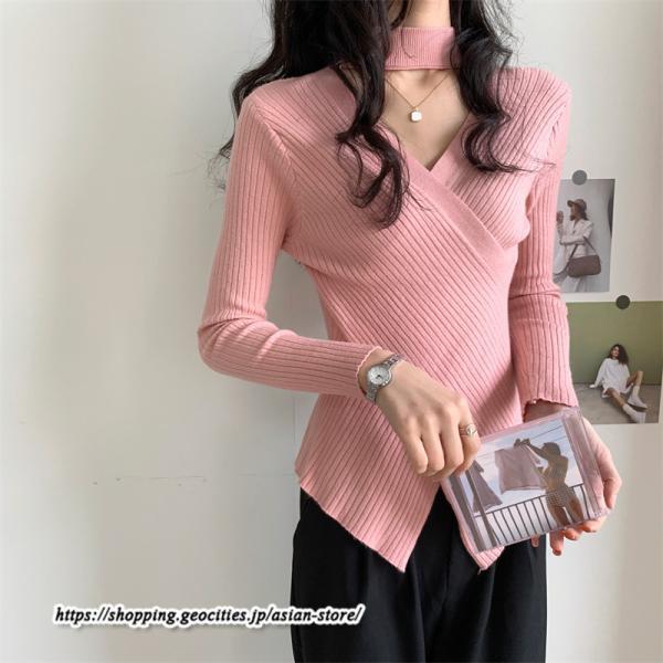 ニット・セーター | カットソー ニット レディース リブニット 長袖 秋冬 春 トップス スリム ストレッチ インナー 無地 長袖ニット 長袖カットソー プルオーバー 通学通勤 着痩せ